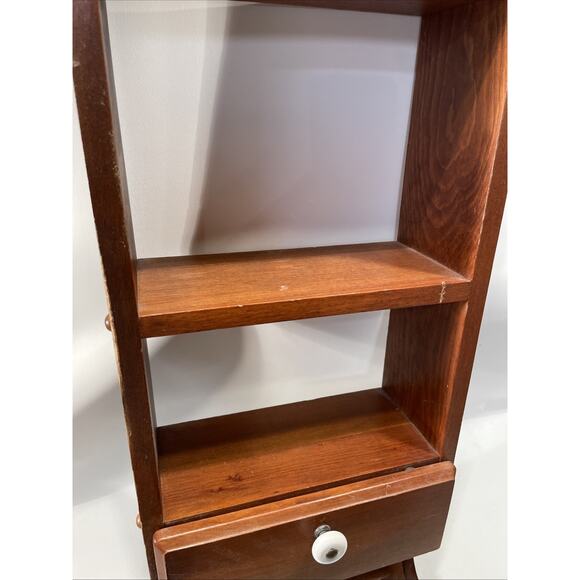 Vintage Rustic Farmhouse Primitive Pine Wood CD Book Shelf Display Curio Etagere - Picture 4 of 16